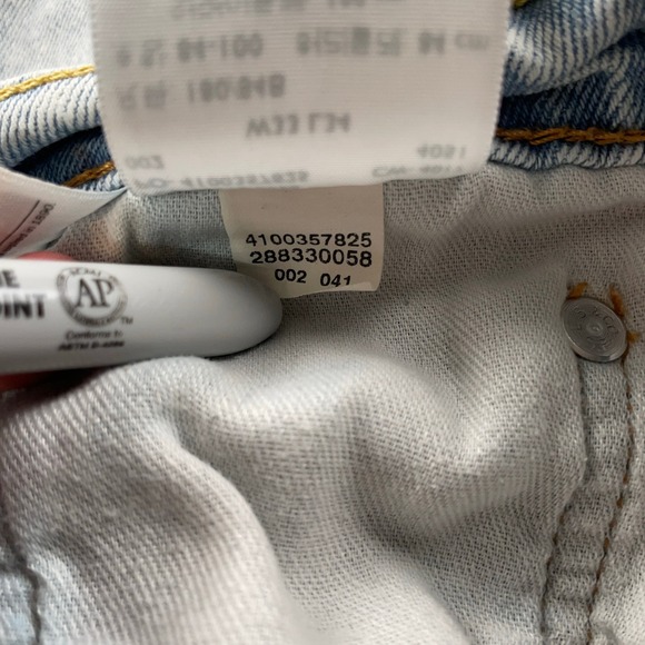 Levis Jeans Mens 33x34 Light Wash Acid Wash Denim Slim Straight Stretch Casual - Picture 10 of 11